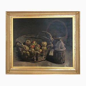 Pierre Jouffroy, Nature Morte aux Paniers d'Osier, 1972, Öl auf Holz, gerahmt