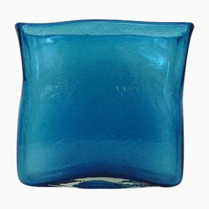 Belgische blaue Vase aus mundgeblasenem Glas von Henry Dean, 1990er