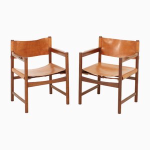 Spanische Sessel aus Cognacfarbenem Leder, Spanien, 1960er, 2er Set