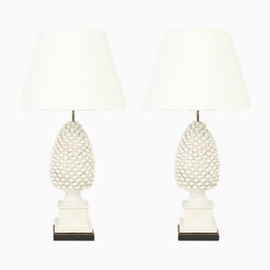 Ceramic Pineapple Table Lamps by Antonio Campuzano, Spain, 1960s, Set of 2