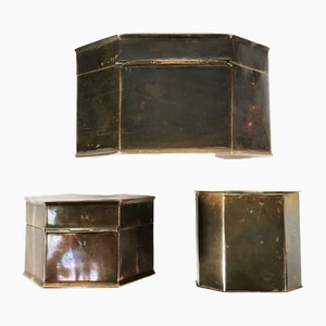 Art Deco Brass Boxes, Germany, 1960s, Set of 3