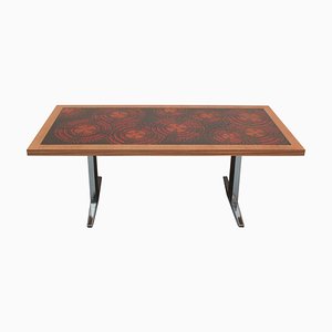 Table Basse à Hauteur Ajustable en Émail, 1970s