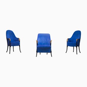 Italian Alcantara Project Armchairs by Umberto Asnago for Giorgetti/Progetti, 1980s, Set of 3