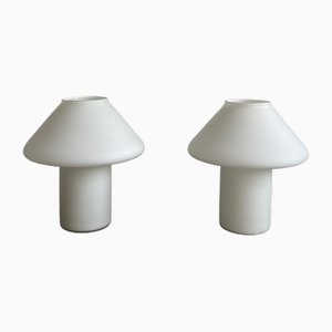 Weiße Mushroom Lampen aus satiniertem Glas von Hala Zeist, Niederlande, 1970er, 2er Set