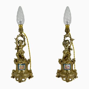 Napoleon III Golden Bronze Torch Bones, Set of 2