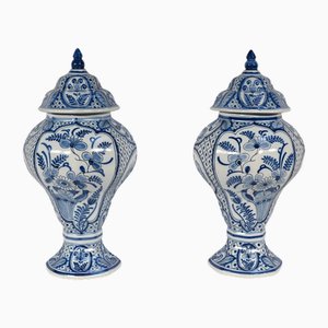Early 20th Century Delft Earthenware Vases, 1890s, Set of 2