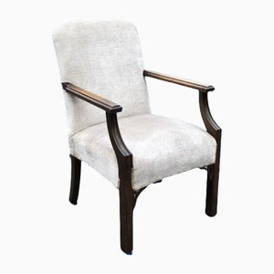 Antiker Sessel aus Mahagoni und Stoff
