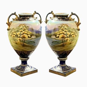 Antique Noritake Decorated Vases, Set of 2