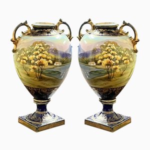 Vases Antiques Décorés en Noritake, Set de 2