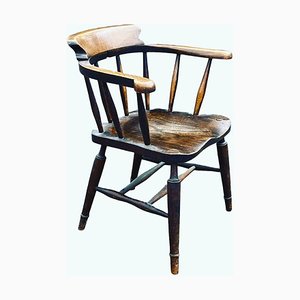 Antique Oak Smokers Bow Fireside Chair