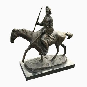 Grande capo indiano in bronzo a cavallo
