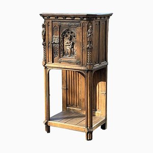 Drinks Cabinet in Oak with Fine Carved Figures of Knights & Maiden