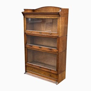 Edwardian Light Oak Sectional Bookcase with Drawer to Base