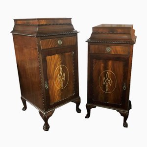 Edwardian Mahogany Wine Celleratte Cabinets with Scottish Crest, Set of 2