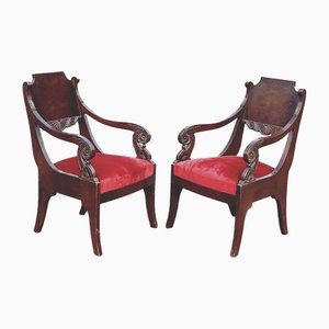 Empire French Library Armchairs, Set of 2