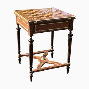 Games Table with Inlaid Chess Top and Opening Card Playing Area.
