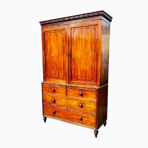 Georgian Mahogany Chest of Drawers with Wardrobe Hanging Cupboard Above