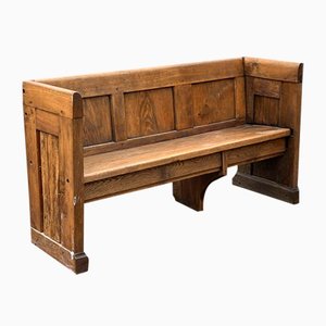 Gothic Georgian Oak Bench with Panelled Sides and Back