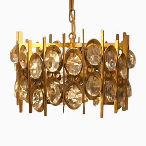 Large Gilt Brass Chandelier by Palwa, 1970s