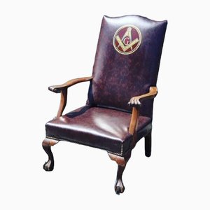 Masonic Lodge Brown Leather Armchair