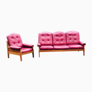 Mid-Century Sofa and Matching Armchair, Set of 2