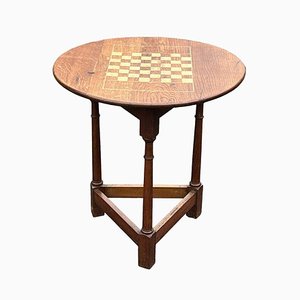 Tavolo da scacchi vintage in quercia