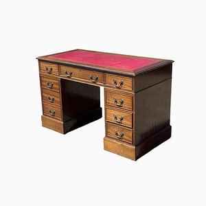 Bureau avec Plateau en Cuir Rouge