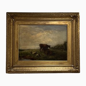 James Lees Bilbie RA, paisaje, finales de 1800 o principios de 1900, óleo a bordo, enmarcado