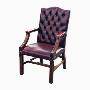 Red Leather Buttoned Back Gainsborough Armchair