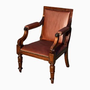 Regency Mahogany Reading Chair with Tan Leather