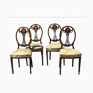 Inlaid Mahogany Dining Chairs, Set of 4