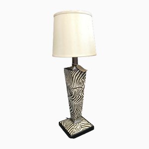 Vintage Lampe aus Metall & Holz