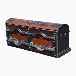 Victorian Gothic Church Strongbox Coffer with Dome Top and Gothic Decoration.