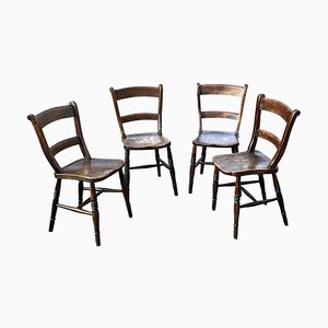 Victorian Oak Kitchen Dining Chairs, Set of 4
