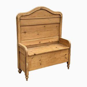 Victorian Pine Hall Bench with Shoe Cupboard