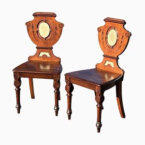 Victorian Shield Back Hall Chairs in Mahogany, Set of 2
