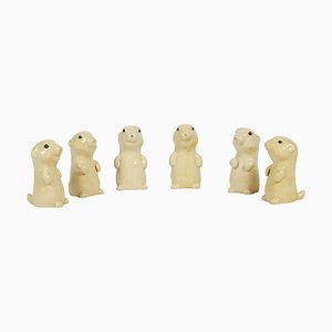 Ceramic Prairie Dogs by Valérie Courtet, Set of 6