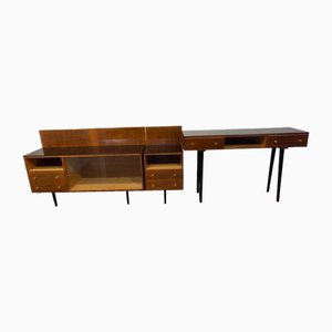 Modulair Desk with Black Glass Top by Mojmir Pozar, Set of 3