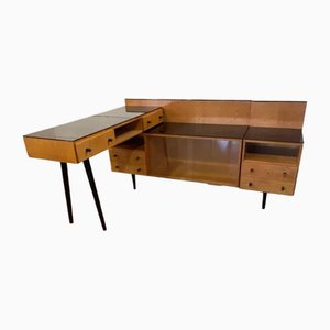 Modulair Desk Set with Black Glass Top by Mojmir Pozar, Set of 2