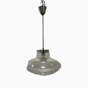 Vintage Ufo Pendant Lamp in Glass and Chrome by Kamenicky Senov for EFC