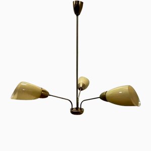 Copper Ceiling Lamp in Glass Milk Yellow