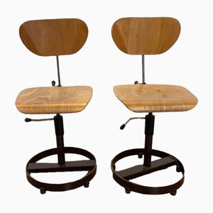 Vintage Industrial Swivel Metal Chairs, Set of 2