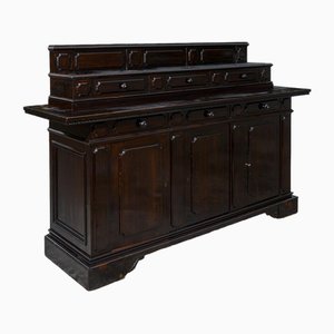 Neo-Renaissance Style Ebony-Stained Wooden Sideboard with 3 Doors, Italy, Early 20th Century