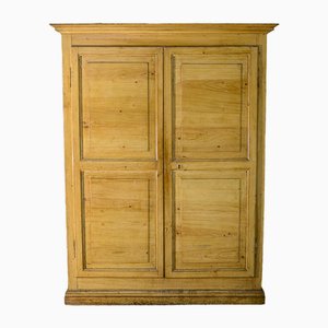Vintage Rustic Wardrobe with Two Doors in Yellow Lacquered Fir,1800