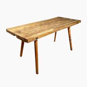 Tavolo rurale in legno marrone chiaro, fine XIX secolo