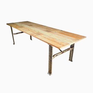 Industrial Dining Table with Steel Machine Base