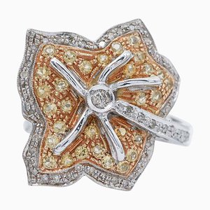 Topas, Diamanten, 14 Karat Weiß- & Roségold Ring, 1960er