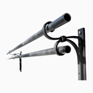 Double Curtain Rod Holder in Wrought Iron
