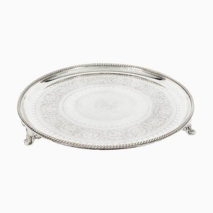 Large English Victorian Silver Plated Salver 19th Century, 1888