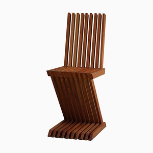 Scandinavian Sculptural Zig Zag Chair in Pine, 1980s